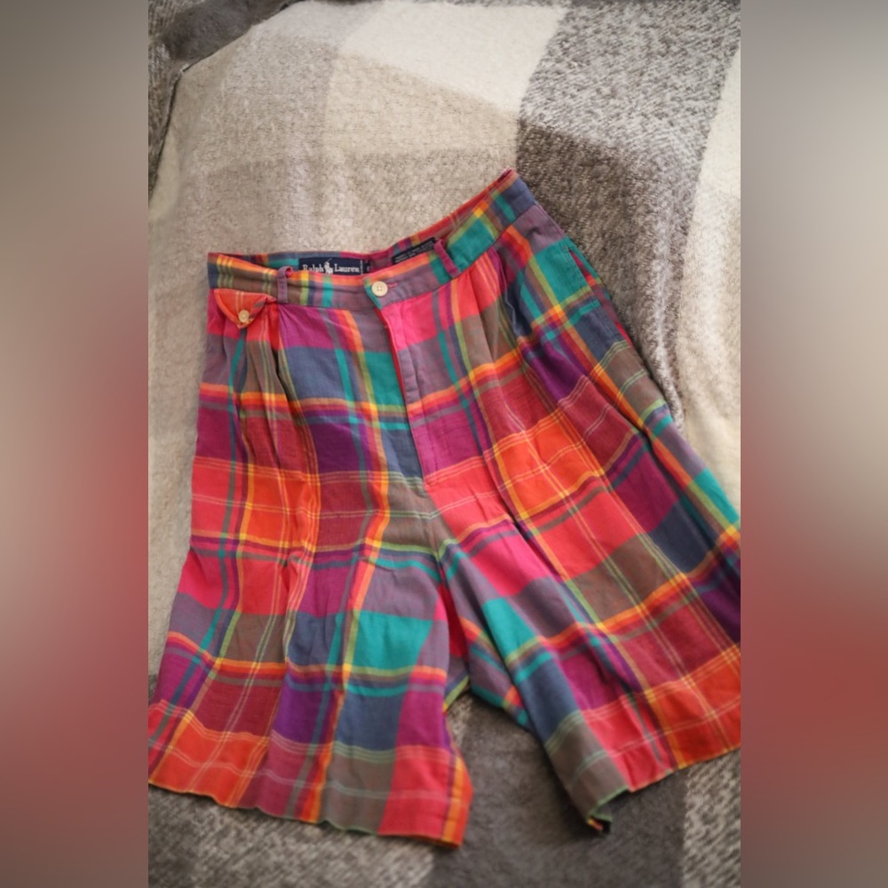 POLO RALPH LAUREN cotton plaid golf shorts